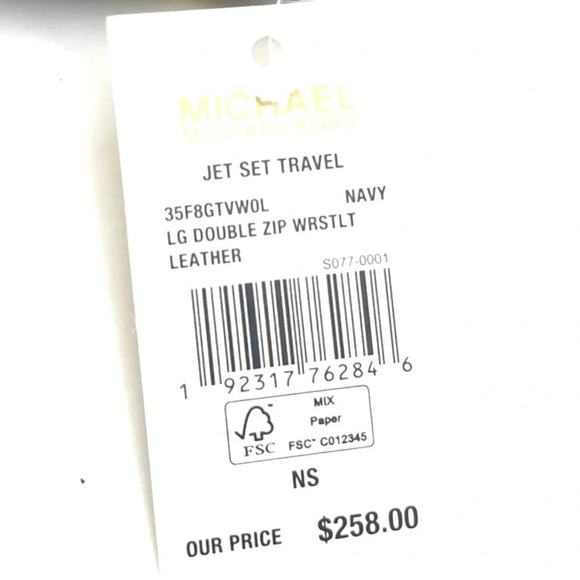 Michael Kors Large Double Zip Wallet Wristlet Navy Blue/Gold - Picture 7 of 7